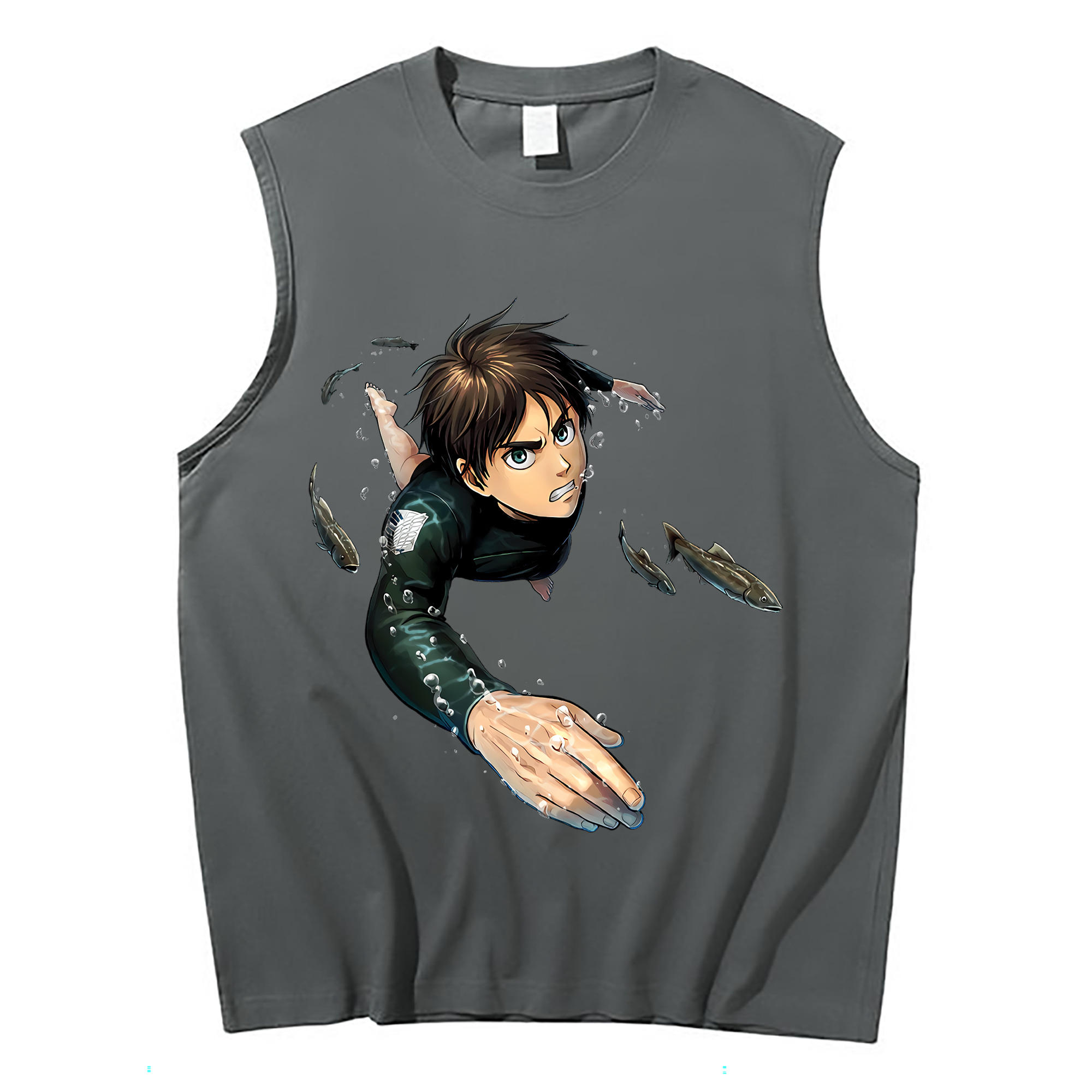 （画像用） 進撃の巨人 エレン･イェーガー Attack on Titan Eren Jäger コットン100％タンクトップ（フロントプリント）